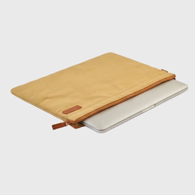 Upcycled Canvas & Leather Laptop Sleeve view 3